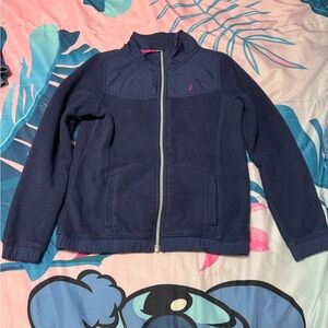 Nautica Dark Blue girls size M 8/10 Jacket with Pink Logo